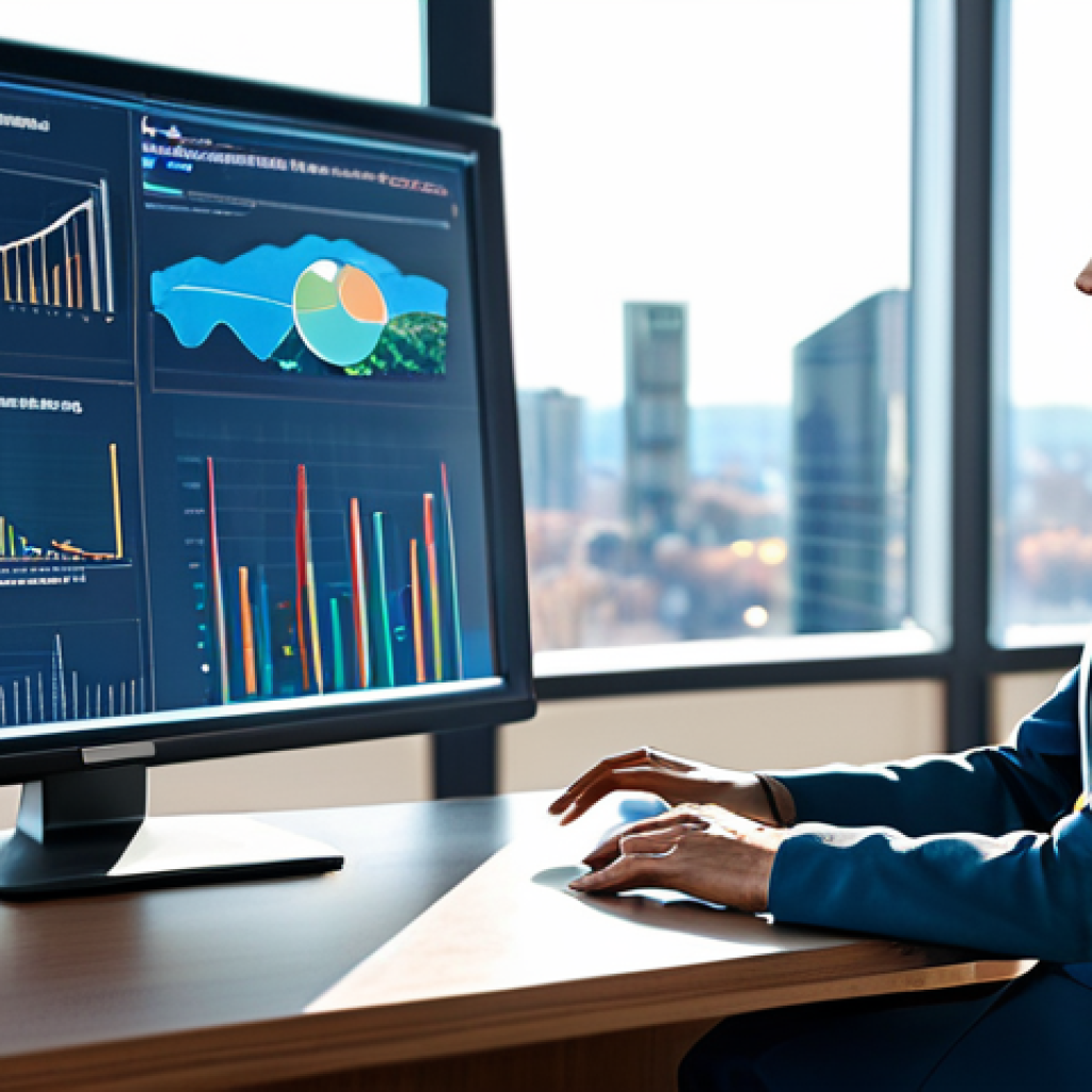 A professional female public administrator in a modest business suit, sitting at a sleek desk in a modern, sunlit government office. She is looking at a holographic display showing complex data visualizations related to public policy and digital transformation initiatives. The background features subtle elements of advanced technology and a cityscape. perfect anatomy, correct proportions, natural pose, well-formed hands, proper finger count, natural body proportions, fully clothed, modest clothing, appropriate attire, professional dress, safe for work, appropriate content, professional, family-friendly, high quality, realistic.
