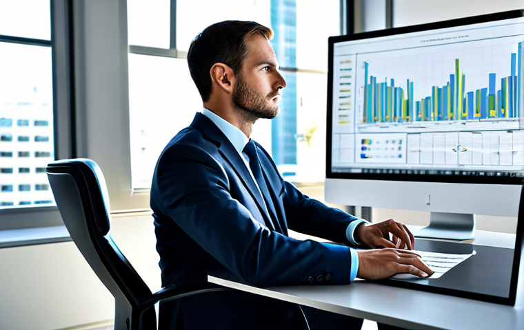 A highly competent professional public administrator, a man, fully clothed in a sharp, modest business suit, seated at a sleek modern desk in a minimalist, sunlit office. He is focused on a large holographic display showing complex data visualizations related to urban planning and community metrics. His posture is natural, indicating deep concentration and an analytical mindset. The office environment is clean and organized, featuring subtle digital elements and ergonomic design. The lighting is soft and even, highlighting a sense of innovation and efficiency. Perfect anatomy, correct proportions, natural pose, well-formed hands, proper finger count, natural body proportions, professional photography, high resolution, soft focus background, realistic rendering, safe for work, appropriate content, fully clothed, professional.