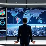 A professional public service expert, fully clothed, in a modest business suit, with appropriate attire, stands confidently in a modern smart city operations center. Large, transparent holographic screens display intricate data visualizations of urban metrics like traffic patterns, resource allocation, and citizen service analytics. The expert is gesturing towards the screen, conveying a sense of data-driven decision-making and forward-thinking innovation. The setting is clean, futuristic, and well-lit, emphasizing technology and sustainability. Perfect anatomy, correct proportions, natural pose, well-formed hands, proper finger count, natural body proportions, professional photography, high detail, vibrant colors, safe for work, appropriate content, fully clothed, professional, family-friendly.