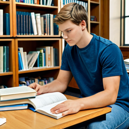 Study Scene**

A determined student, fully clothed in comfortable study clothes (jeans and a t-shirt), sitting at a desk piled with textbooks and notes. The background is a cozy, well-lit library. Perfect anatomy, correct proportions, natural pose, well-formed hands, proper finger count, natural body proportions. Safe for work, appropriate content, fully clothed, professional, modest, family-friendly. High quality, detailed, realistic rendering.

**