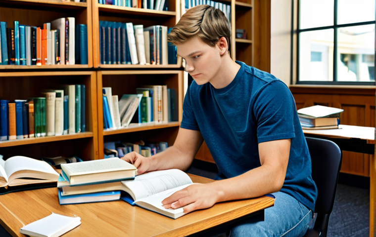 Study Scene**

A determined student, fully clothed in comfortable study clothes (jeans and a t-shirt), sitting at a desk piled with textbooks and notes. The background is a cozy, well-lit library. Perfect anatomy, correct proportions, natural pose, well-formed hands, proper finger count, natural body proportions. Safe for work, appropriate content, fully clothed, professional, modest, family-friendly. High quality, detailed, realistic rendering.

**