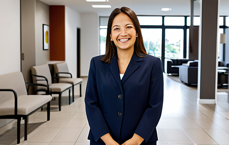 **

"A friendly and approachable apartment building manager, fully clothed in professional attire, smiling warmly while interacting with residents in the lobby of a modern apartment building. Background includes a clean, well-maintained reception area. Safe for work, appropriate content, perfect anatomy, correct proportions, natural pose, professional, family-friendly."

**