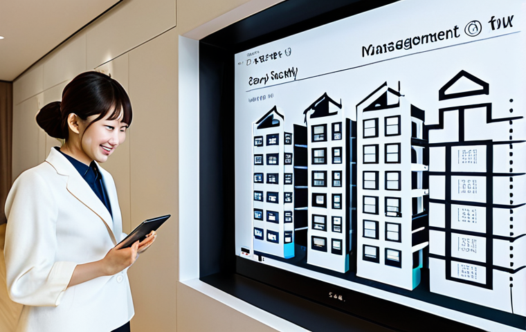Smart Apartment Management**

"A bright, modern apartment complex in Tokyo, Japan. Focus on a digital display showing energy usage and security data. Japanese text overlays on the display. Residents are fully clothed, smiling, and interacting with a smart home system via tablets.  Professional, clean architecture. Safe for work, appropriate content, fully clothed, perfect anatomy, correct proportions, natural pose, well-formed hands, proper finger count, natural body proportions."

**