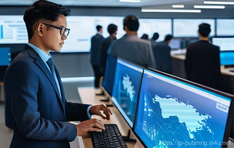 공공관리사 직무에서의 윤리적 문제와 해결 방법 - **Prompt 1: Digital Ethics in Public Service**
    "A vibrant, high-tech government office bustling ...