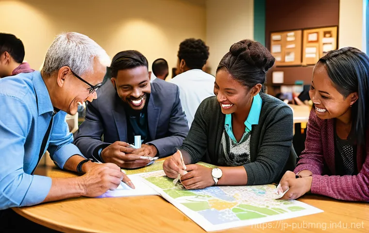 공공관리사 필기시험에서 자주 출제되는 주제 - **Digital Convenience at the Public Service Center**
    **Prompt**: A young woman (20s-30s, dressed...