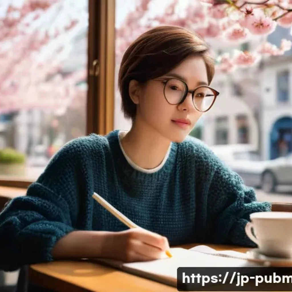 공공관리사 실기시험 준비 과정에서의 교훈 - **Prompt:** A brightly lit, cozy cafe scene. A young woman with short brown hair, wearing glasses an...