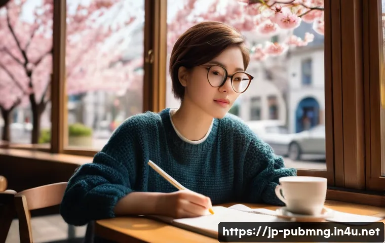 공공관리사 실기시험 준비 과정에서의 교훈 - **Prompt:** A brightly lit, cozy cafe scene. A young woman with short brown hair, wearing glasses an...