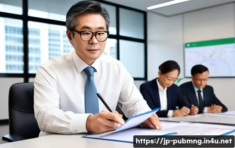 공공관리사와 공공정책 간의 연관성 - A professional Japanese public administrator in a modern government office, wearing business attire ...