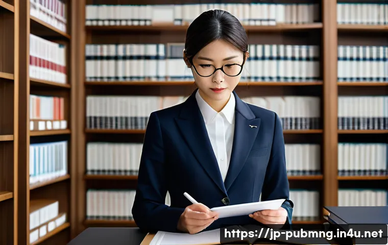 공공관리사 직무와 관련된 법적 문제 - A modern Japanese government office scene with a professional civil servant woman wearing a neat sui...