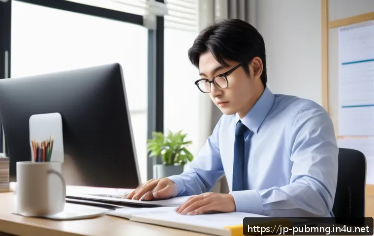 공공관리사와 관련된 국제 자격증의 비교 - A professional Japanese office worker studying diligently at a modern desk, surrounded by textbooks ...
