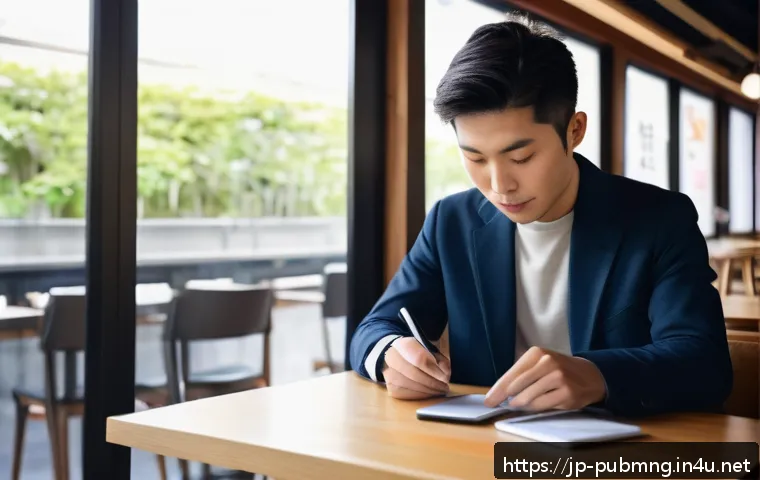 공공관리사 필기시험 준비에 도움이 되는 앱 - A modern Japanese young adult studying on a sleek smartphone app in a cozy urban cafe during the mor...